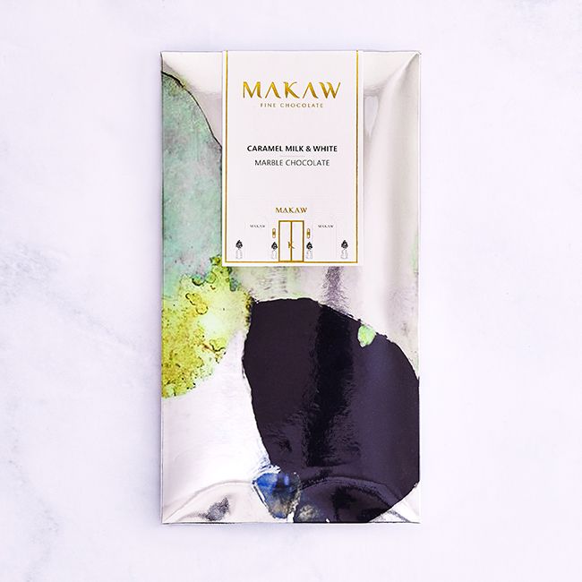 CARAMEL MILK & WHITE – MARBLE CHOCOLATE – 100g