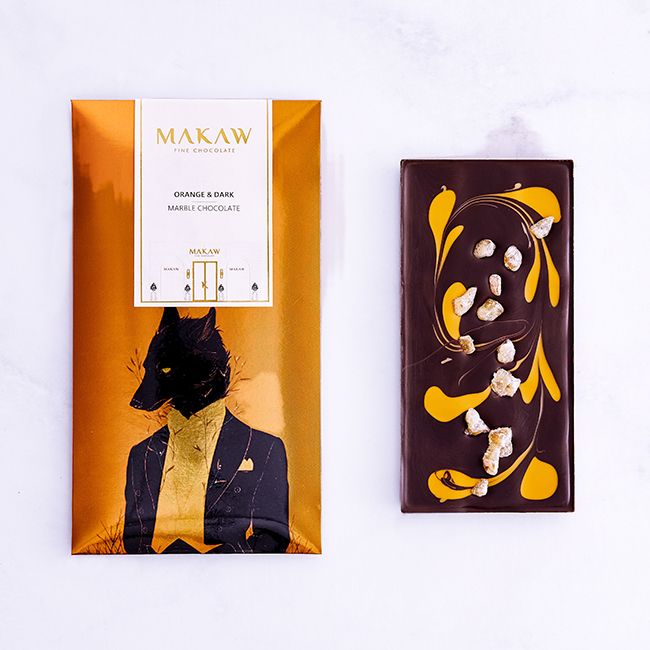 DARK & ORANGE – MARBLE CHOCOLATE – 100g