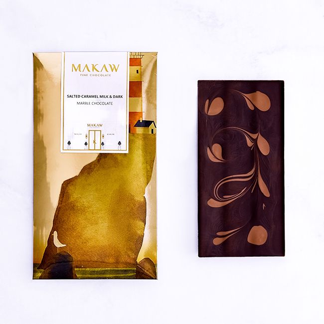 SALTED CARAMEL MILK & DARK – MARBLE CHOCOLATE – 100g