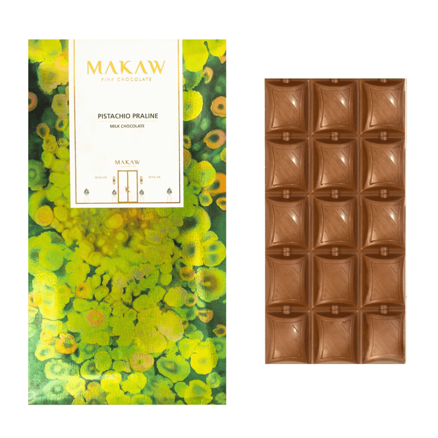 PISTACHIO PRALINE – MILK CHOCOLATE – 100g